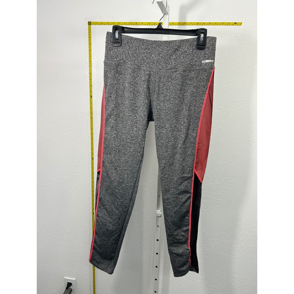 JGX Womens‎ Heather Gray Pink Mesh Panel Athletic Yoga Leggings Size Medium